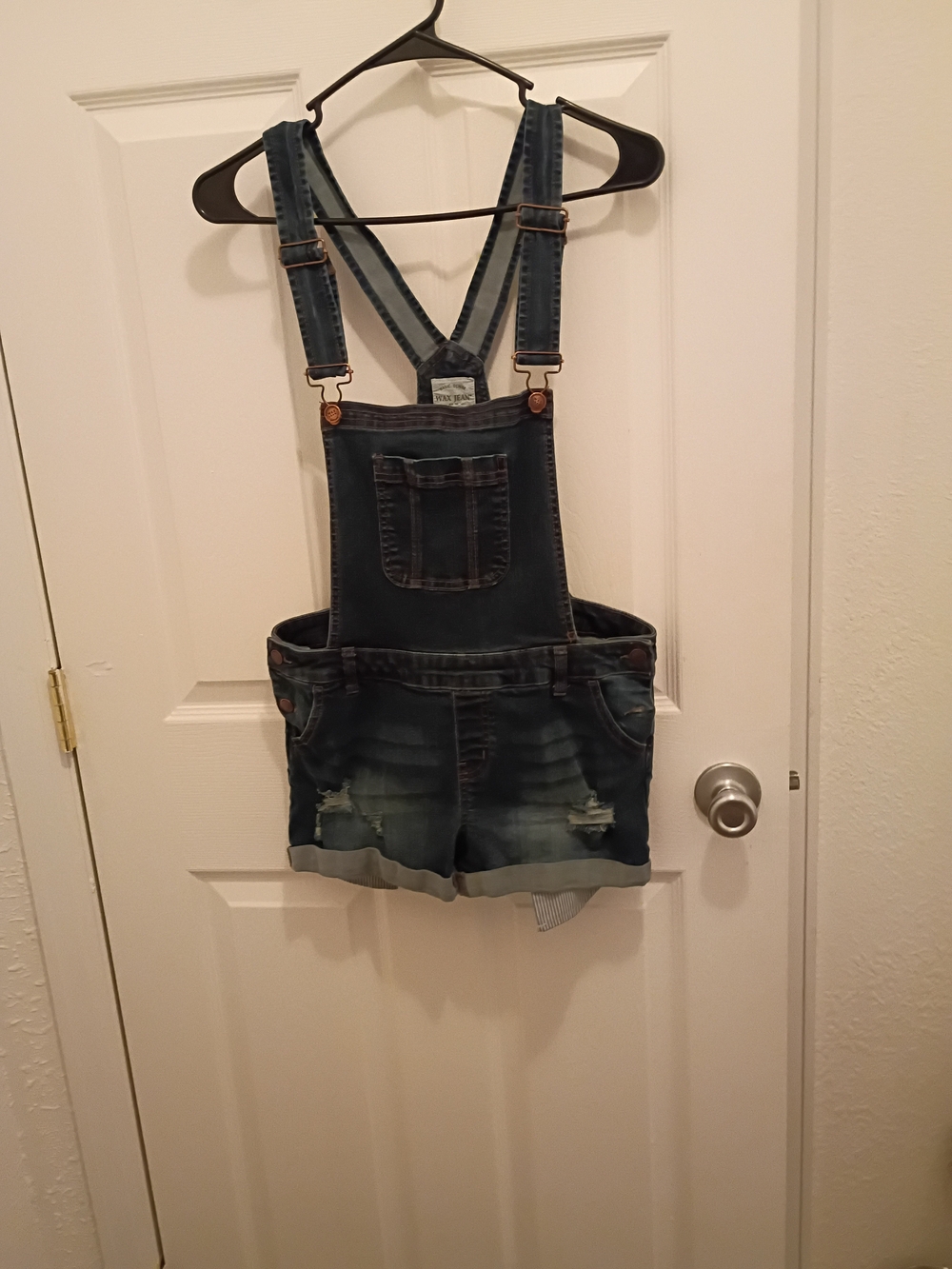 Wax Jean Dark Blue Denim Short Overalls